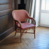 Fauteuil de Bistrot en Rotin Cannes - Diamants Inversés - Or/Rouge