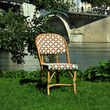 Chaise de Bistrot Française en Rotin Biarritz - Fleurs - Blanc/Vert/Orange