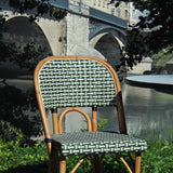 Chaise de Bistrot Française en Rotin Valence - Tressage - Argent/Vert/Noir