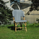 Chaise de Bistrot Française en Rotin Saint Tropez - Tressage - Bleu Marine/Blanc