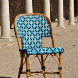 Chaise Bistro en Rotin Saint Tropez - Les Croix - Bleu Ciel/Bleu Marine/Blanc