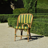 Chaise Bistro en Rotin Biarritz - Flèches et Rayures - Vert/Jaune