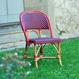 Chaise de Bistrot Française en Rotin Valence - Gros Diamants - Rouge/Bleu Marine