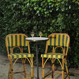 Chaise de Bar en Rotin Bistrot Français Valence - Carrés - Blanc/Vert