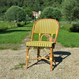Chaise de Bistrot Française en Rotin Valence - Petits Carrés - Jaune/Noir
