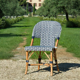Chaise de Bistrot Française en Rotin Saint Tropez - Tressage - Bleu Marine/Blanc