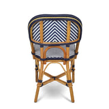 Chaise Bistrot en Rotin Valence - Chevrons - Blanc/Bleu Marine - Tissage Simple - Bleu Marine