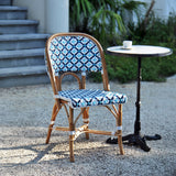 Chaise de Bistrot Française en Rotin Valence - Les Croix - Blanc/Bleu Marine/Bleu Ciel