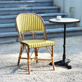Chaise de Bistrot Française en Rotin Valence - Petits Carrés - Jaune/Noir