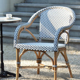 Fauteuil Paris French Bistro en Rotin - Petits Carrés - Blanc/Noir
