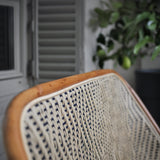Banquette en Rotin Bistrot Français Lyon (Sofa), 2 Places - Petits Diamants - Or/Bleu Marine