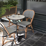 Chaise de Bistrot Française en Rotin Valence - Tressage - Argent/Vert/Noir