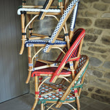 Fauteuil de Bistrot en Rotin Cannes - Diamants Inversés - Or/Rouge