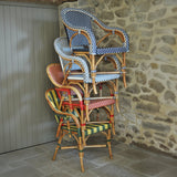 Fauteuil de Bistrot Français en Rotin Cannes - Motif Vertical - Vert/Jaune/Doré