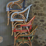Fauteuil Paris French Bistro en Rotin - Petits Carrés - Blanc/Bleu Marine