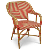 Fauteuil de Bistrot en Rotin Cannes - Diamants Inversés - Or/Rouge