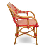 Fauteuil de Bistrot en Rotin Cannes - Diamants Inversés - Or/Rouge