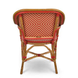 Fauteuil de Bistrot en Rotin Cannes - Diamants Inversés - Or/Rouge