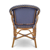 Fauteuil Paris Bistro en Rotin - Petits Carrés - Bleu Marine/Blanc