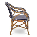 Fauteuil Paris French Bistro en Rotin - Petits Carrés - Noir/Blanc
