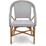 Fauteuil Paris French Bistro en Rotin - Petits Carrés - Blanc/Noir