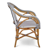 Fauteuil Paris French Bistro en Rotin - Petits Carrés - Blanc/Noir