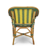 Fauteuil de Bistrot Cannes en Rotin - Flèches et Rayures - Vert/Jaune/Or