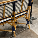 Banquette en Rotin Bistrot Français Valence (Sofa), 2 Places - Motif Vertical - Blanc/Argent/Bleu Marine
