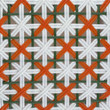 Tabouret de Comptoir en Rotin Valence French Bistro - Fleurs - Blanc/Vert/Orange