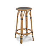 Tabouret de Bar en Rotin Valence French Bistro - Losanges Inversés - Noir/Blanc