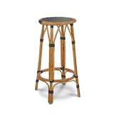 Tabouret de Bar en Rotin Valence French Bistro - Petits Carrés - Noir/Blanc