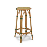 Tabouret de Bar en Rotin Valence French Bistro - Entrelacé - Jaune/Vert/Or