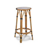 Tabouret de Bar en Rotin Valence French Bistro - Petits Carrés - Blanc/Noir