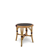 Tabouret Bas en Rotin Valence French Bistro - Petits Losanges Inversés - Noir/Blanc
