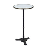 Table de Bistrot Française en Céramique (Faux Marbre) Blanche, Haute de Bar, Diamètre 51