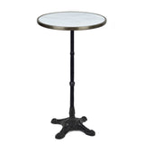 Table de Bistrot Française en Céramique (Faux Marbre) Blanche, Haute de Bar, Diamètre 61