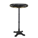 Table de Bistrot Française en Céramique (Faux Marbre) Noire, Haute de Bar, Diamètre 61