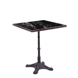 Table de Bistrot Française Carrée en Céramique Noire, Diamètre 51 cm