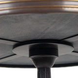 closeup marble bistro table brass rim