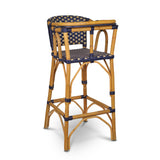 Chaise de Bébé Bistrot en Rotin Valence - Carrés, Grand - Doré/Bleu Marine