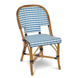 Chaise en Bistrot Française Cannes en Rotin - Verticale - Blanc/Bleu Ciel/Bleu Marine