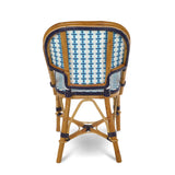 Chaise en Bistrot Française Cannes en Rotin - Verticale - Blanc/Bleu Ciel/Bleu Marine