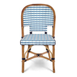 Chaise en Bistrot Française Cannes en Rotin - Verticale - Blanc/Bleu Ciel/Bleu Marine