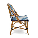 Chaise en Bistrot Française Cannes en Rotin - Verticale - Blanc/Bleu Ciel/Bleu Marine