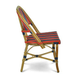 Chaise de Bistrot en Rotin Biarritz - Flèches et Rayures - Bleu Marine/Rouge