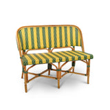 Banquette en Rotin Bistrot Français Valence (Sofa), 2 Places - Flèches avec Rayures - Vert/Jaune/Or
