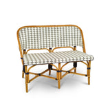 Banquette en Rotin Bistrot Français Valence (Sofa), 2 Places - Motif Vertical - Blanc/Argent/Bleu Marine