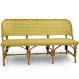 Banquette en Rotin Bistrot Français Lyon (Sofa), 3 Places - Motif Vertical - Vert/Jaune/Or