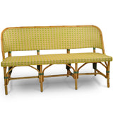 Banquette en Rotin Bistrot Français Lyon (Sofa), 3 Places - Motif Vertical - Vert/Jaune/Or