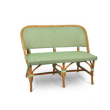 Banquette en Rotin Bistrot Français Lyon (Sofa), 2 Places - Nid d'Abeille - Jade/Rose